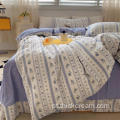 Rosemary Blue Bed Sheet Capa Bashada de cama